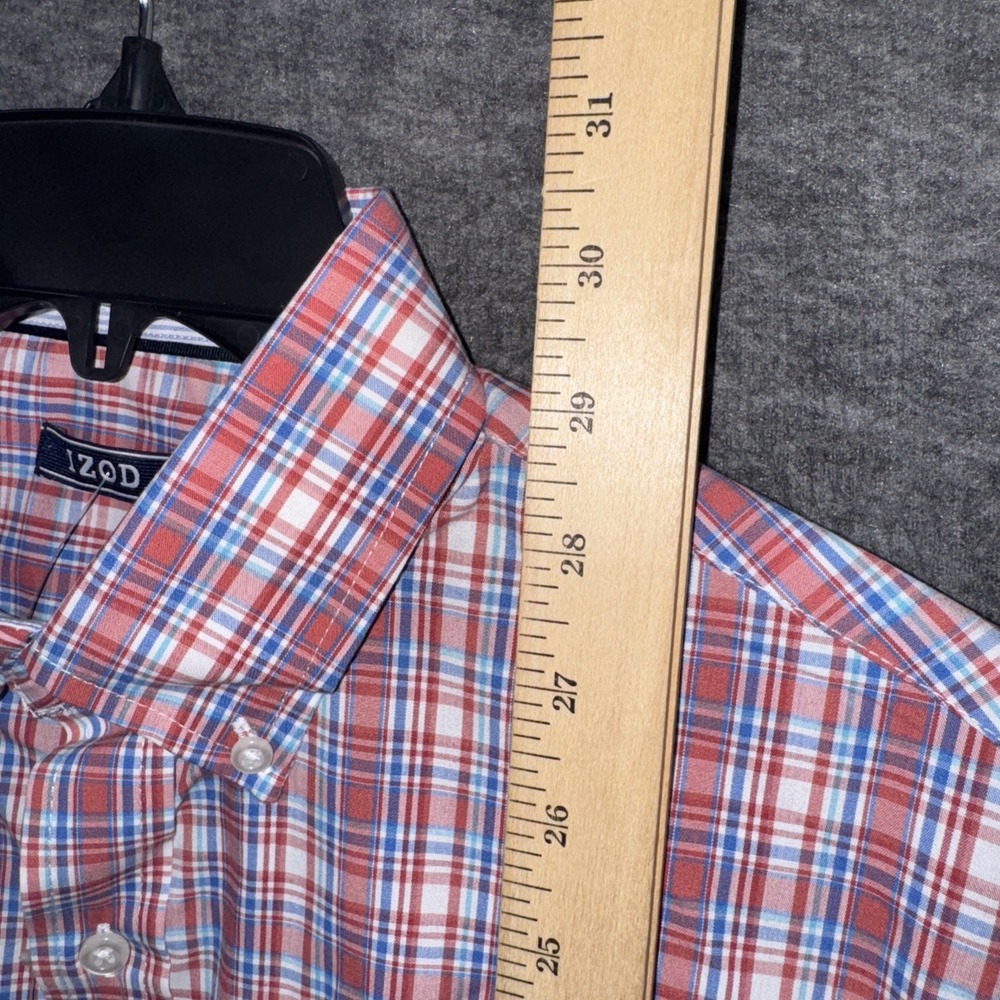 IZOD Men Comfort + Performance Woven Shirt Stretch Faded Rose Check Sz S NEW $65 - Picture 7 of 8
